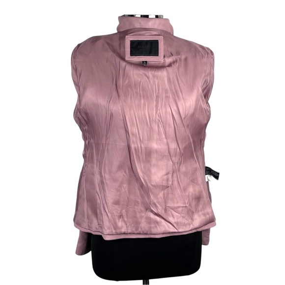 AVANTI LIGHT PINK LEATHER ZIP FRONT TAILORED COLLARED BLAZER Y2K JACKET - Picture 14 of 16